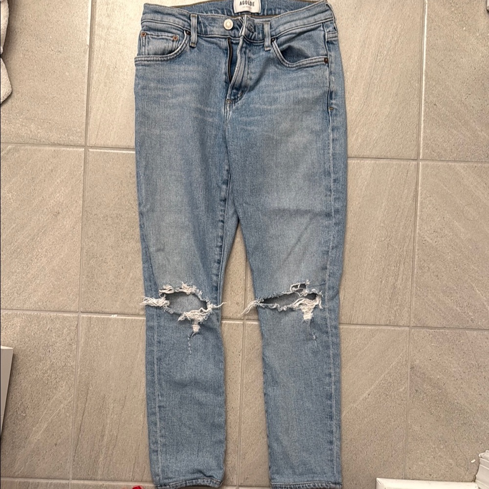 Agolde Distressed Blue Jeans straight